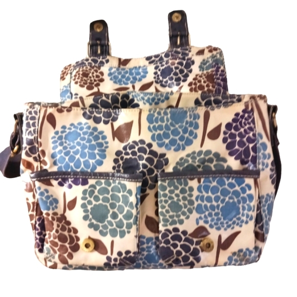 Boden Floral Messenger Bag Çoated Canvas Satchel Crossbody - Picture 5 of 11